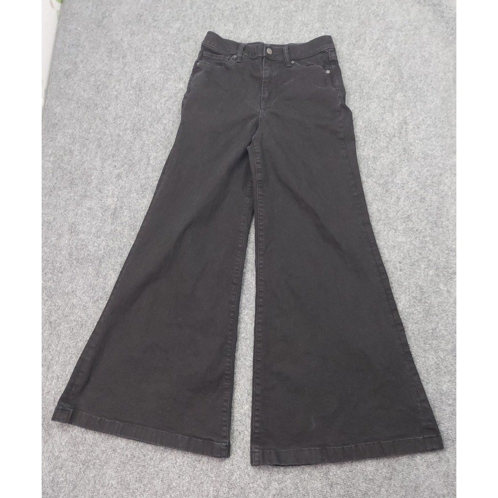 Gap‎ Flare Jeans Women 28/6 Black Bell Denim Hi Rise Stretch Retro Wide Leg
